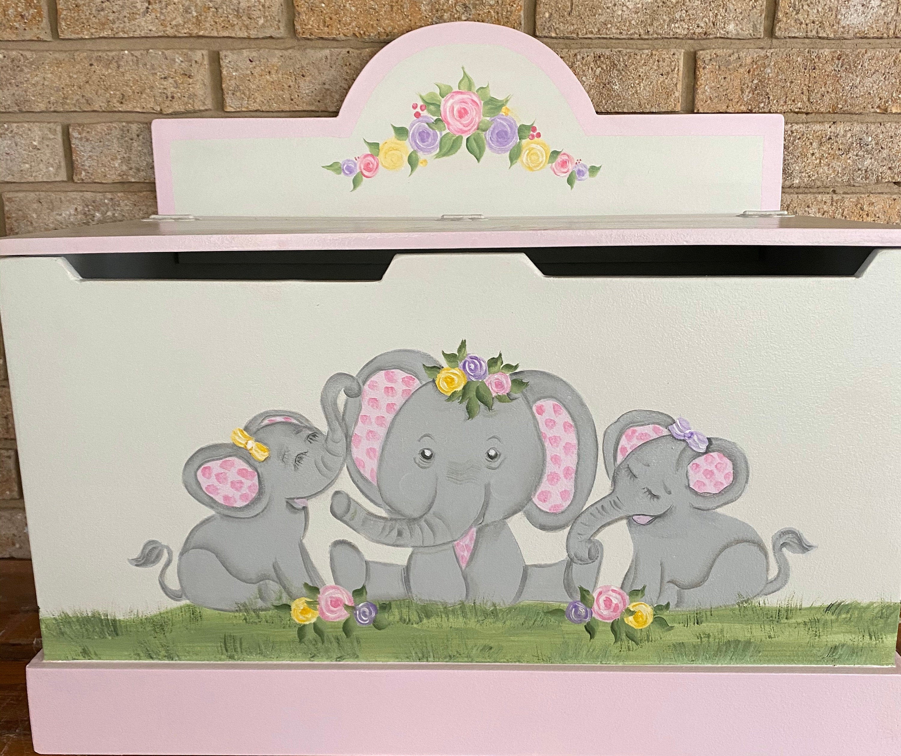 Girls Toy Chest Toy Boxes Roses Owls Birds Chevron Pink Shabby