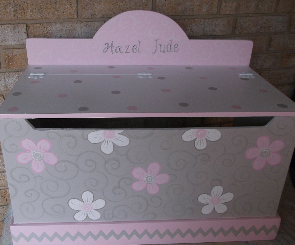 Girls Toy Chest Toy Boxes Roses Owls Birds Chevron Pink Shabby